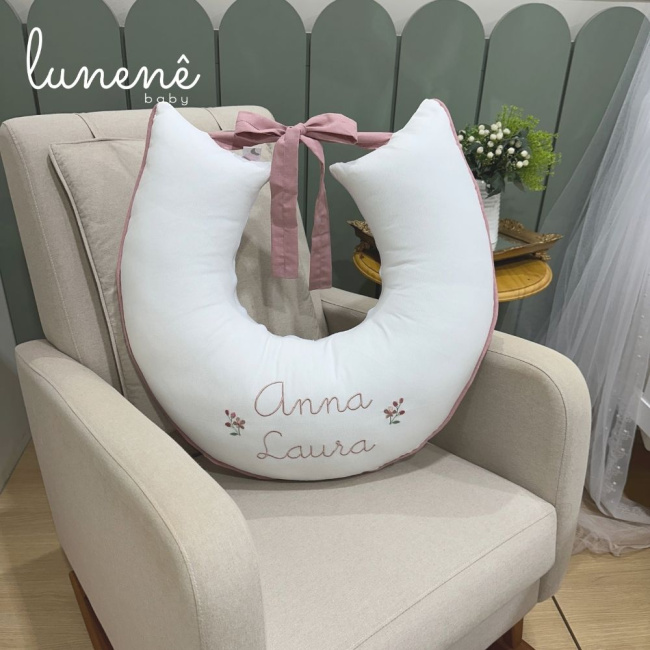 Almofada de Amamentação Personalizada Piquezinho Floral 400 Fios 4528
