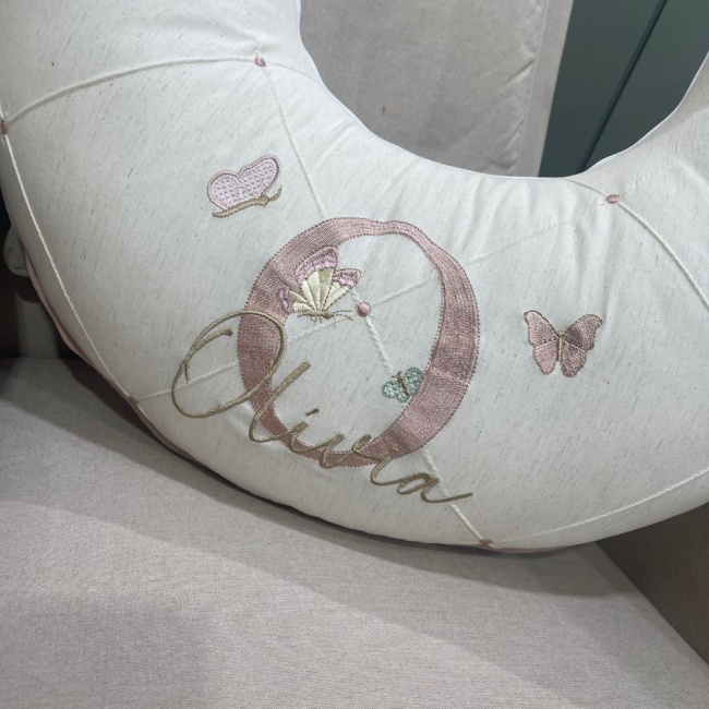 Almofada de Amamentação Personalizada Terracota Linho 200 Fios