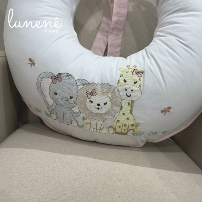 Almofada de Amamentação Trio de Bichinhos Rose 200 Fios 4451