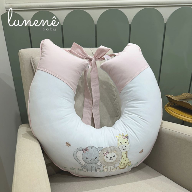 Almofada de Amamentação Trio de Bichinhos Rose 200 Fios 4451