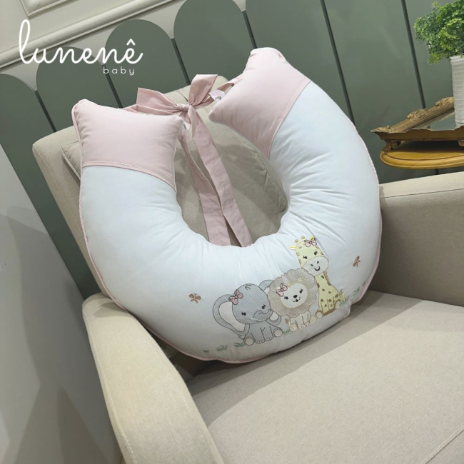 Almofada de Amamentação Trio de Bichinhos Rose 200 Fios 4451