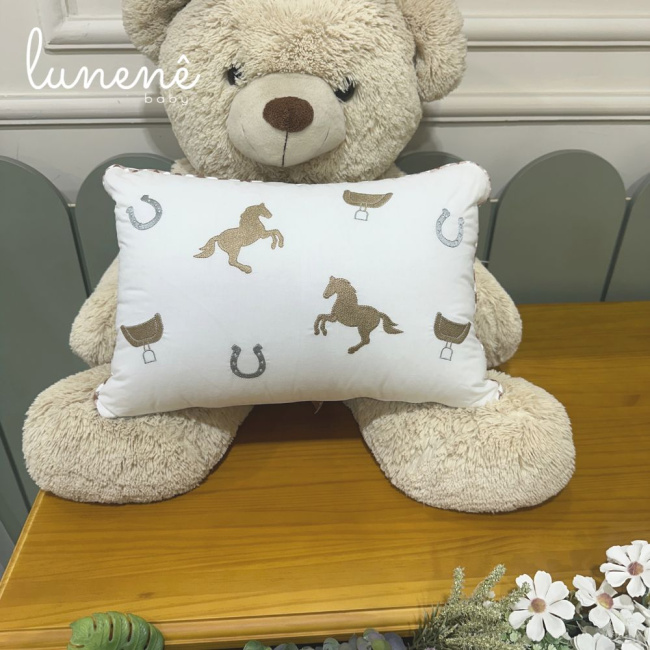 Almofada Decorativa Cavalinho Xadrez Cáqui 200 Fios