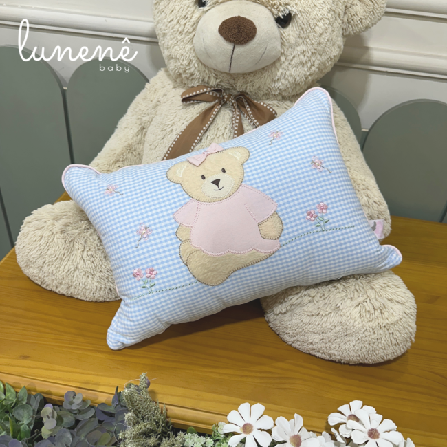 Almofada Decorativa Lunenê Baby Ursinha Xadrez 9528