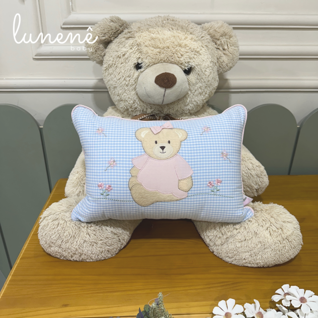 Almofada Decorativa Lunenê Baby Ursinha Xadrez 9528