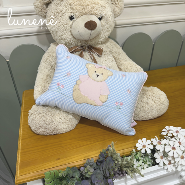 Almofada Decorativa Lunenê Baby Ursinha Xadrez 9528