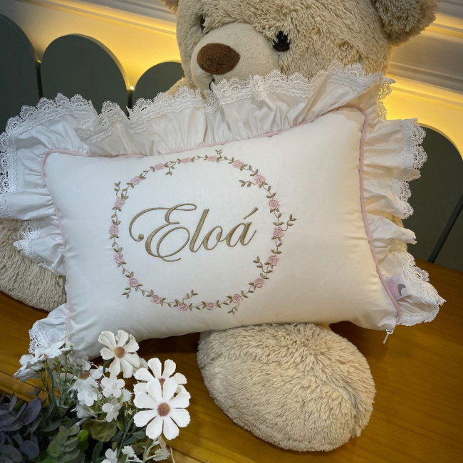 Almofada Personalizada Ana Julia Branco e Rosê