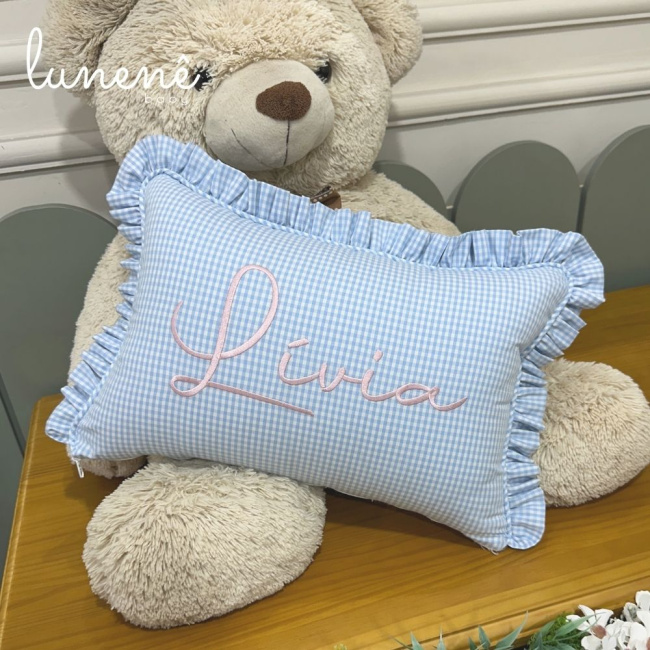 Almofada Personalizada Azul Xadrez 200 Fios 4599