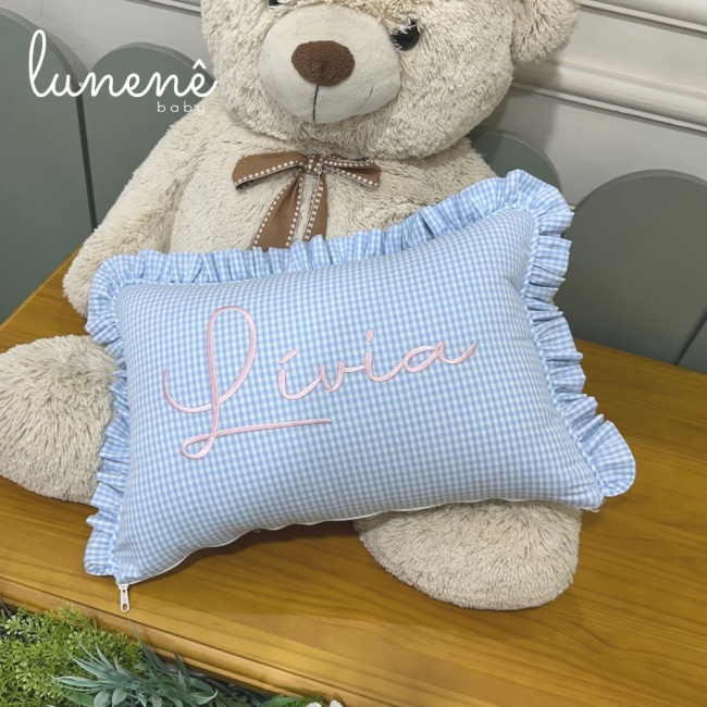 Almofada Personalizada Azul Xadrez 200 Fios 4599