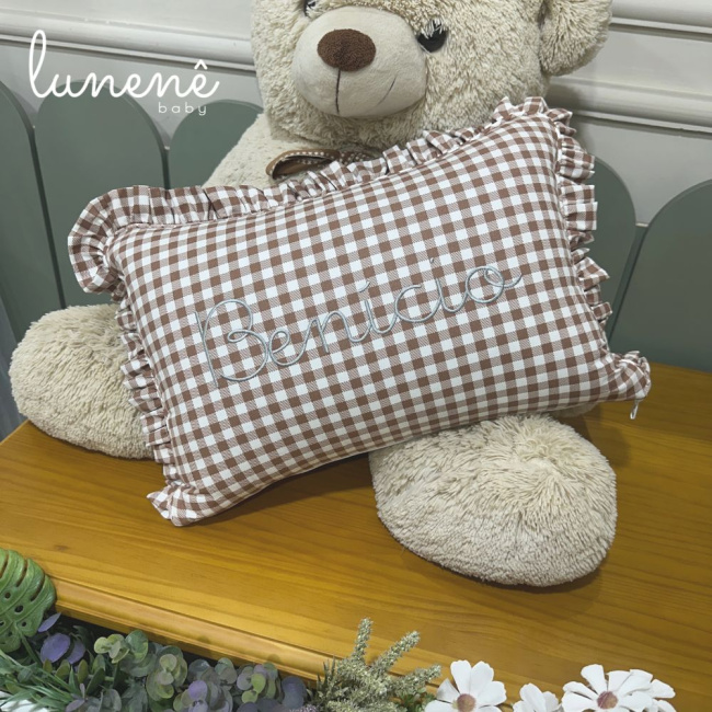 Almofada Personalizada Cavalinho Xadrez Cáqui