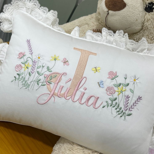 Almofada Personalizada com Flores Rose 400 Fios 4517