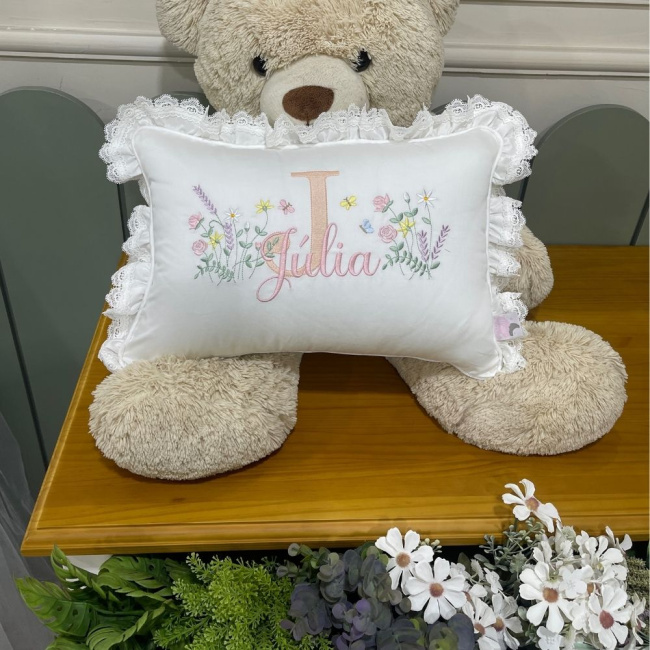 Almofada Personalizada com Flores Rose 400 Fios 4517