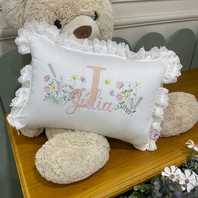 Almofada Personalizada com Flores Rose 400 Fios 4517