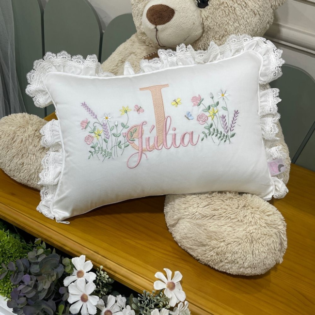 Almofada Personalizada com Flores Rose 400 Fios 4517