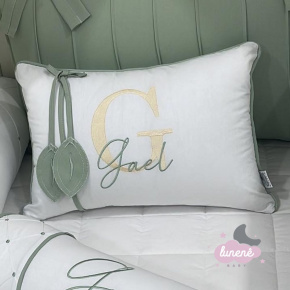 Almofada Personalizada Folhas Baby Branco e Verde