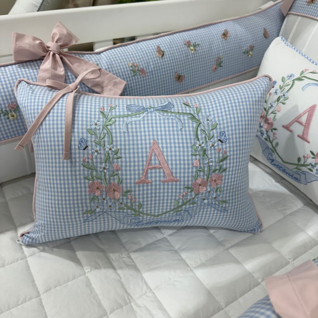Almofada Personalizada Jardim Encantado Xadrez 200 Fios 4534