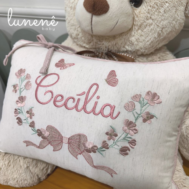 Almofada Personalizada Linho Baby Rose 200 Fios 4581