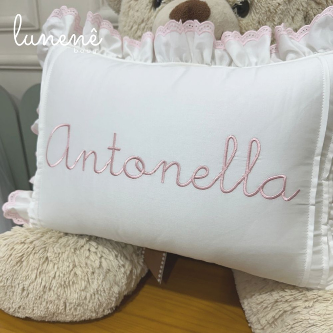 Almofada Personalizada Lunenê Baby Castelli Rosa 400 Fios 4583