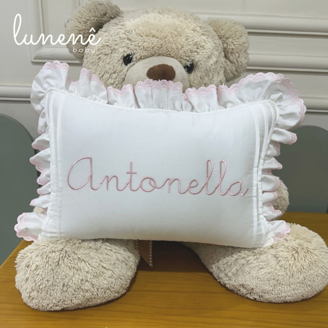 Almofada Personalizada Lunenê Baby Castelli Rosa 400 Fios 4583