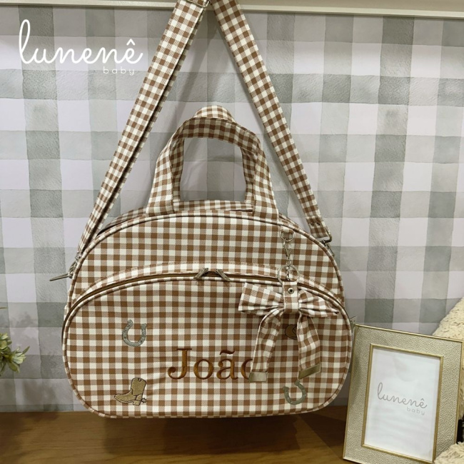 Bolsa Maternidade Tecido Xadrez Country Baby 4691