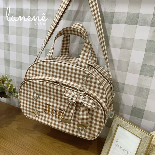 Bolsa Maternidade Tecido Xadrez Country Baby 4691