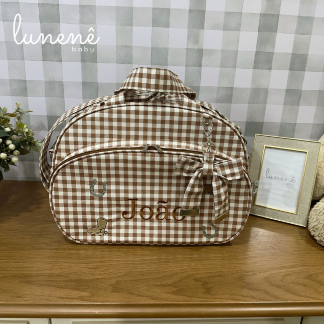 Bolsa Maternidade Tecido Xadrez Country Baby 4691