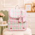Bolsa Mochila Personalizada Tecido Xadrez Rosa 4639