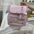 Bolsa Mochila Personalizada Tecido Xadrez Rosa 4612