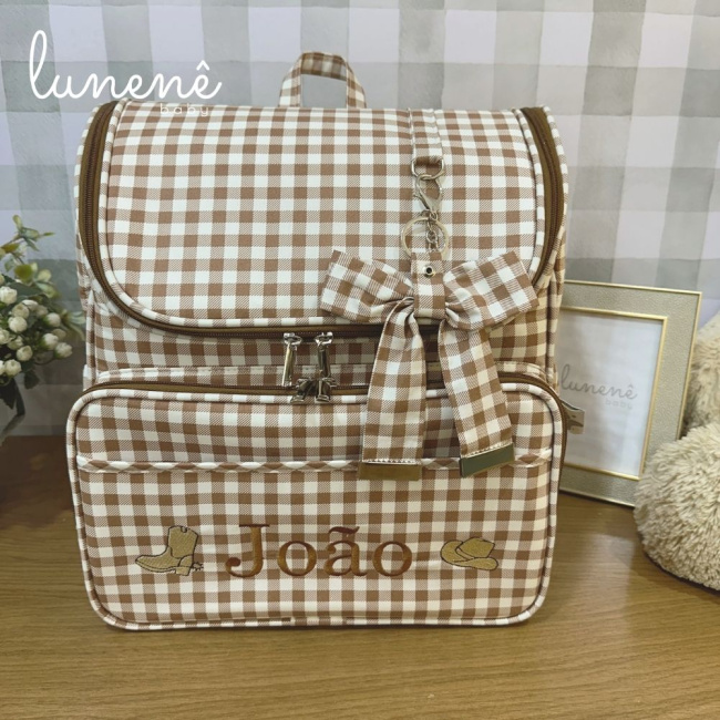 Bolsa Mochila Tecido Xadrez Country Baby 4691