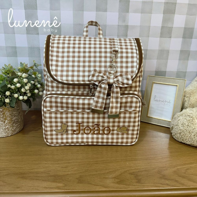 Bolsa Mochila Tecido Xadrez Country Baby 4691