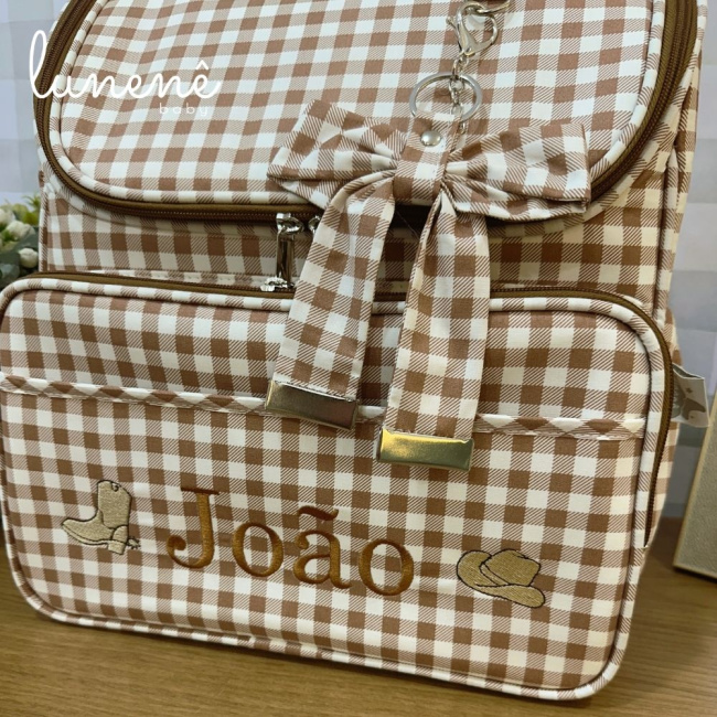 Bolsa Mochila Tecido Xadrez Country Baby 4691
