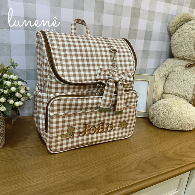 Bolsa Mochila Tecido Xadrez Country Baby 4691