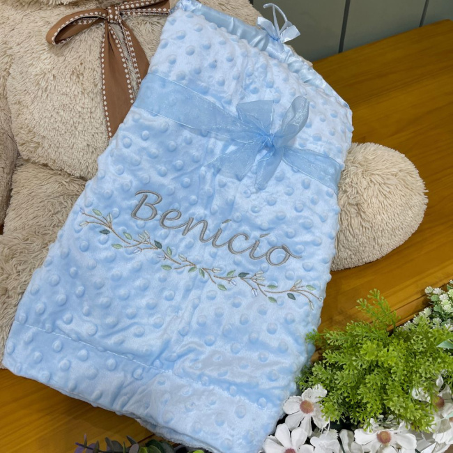 Cobertor Bebê Personalizado Sweet Baby Azul 1.50 X 1.00