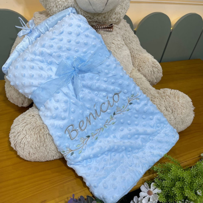 Cobertor Bebê Personalizado Sweet Baby Azul 1.50 X 1.00
