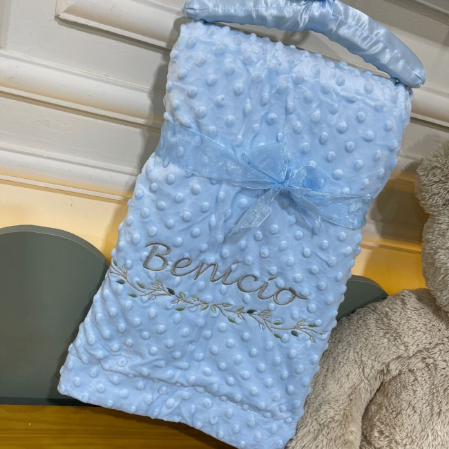 Cobertor Bebê Personalizado Sweet Baby Azul 1.50 X 1.00
