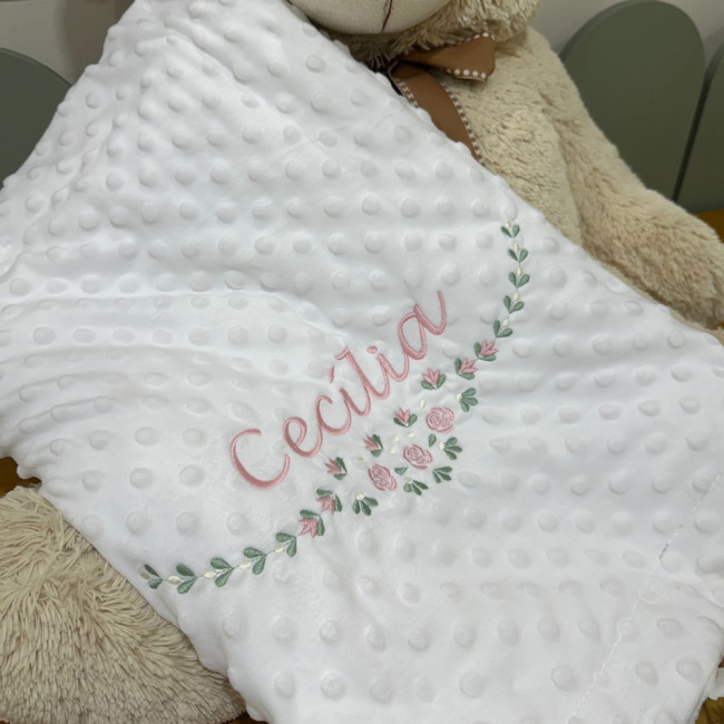 Cobertor Bebê Personalizado Sweet Baby Branco 1.50 X 1.00
