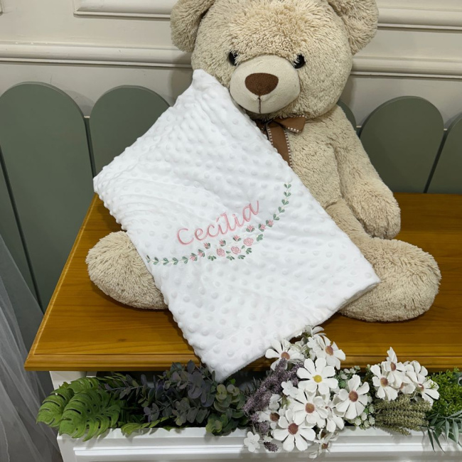 Cobertor Bebê Personalizado Sweet Baby Branco 1.50 X 1.00