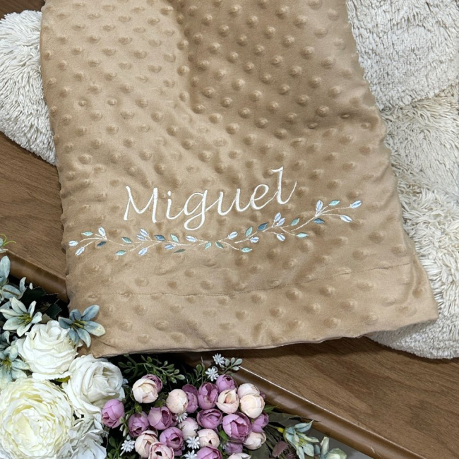 Cobertor Bebê Personalizado Sweet Baby Cáqui 1.50 X 1.00