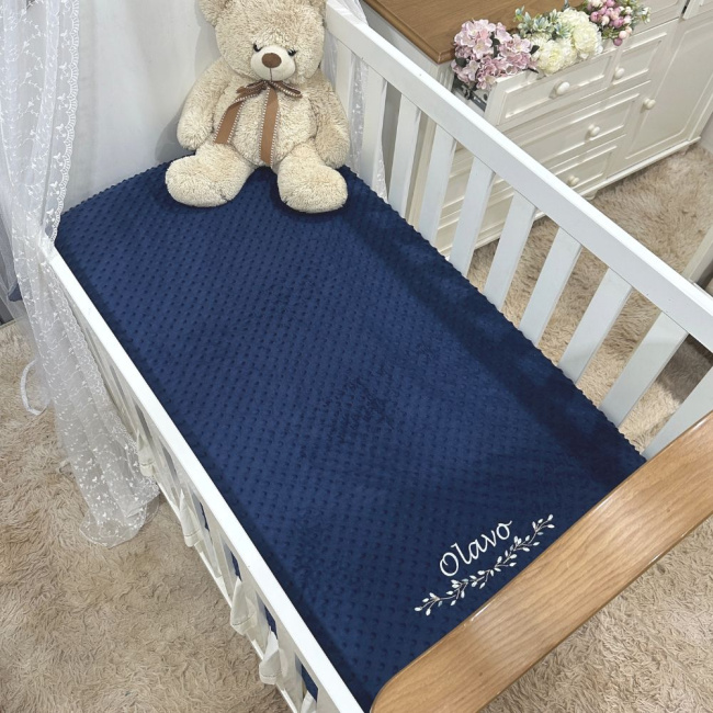 Cobertor Bebê Personalizado Sweet Baby Marinho 1.50 X 1.00
