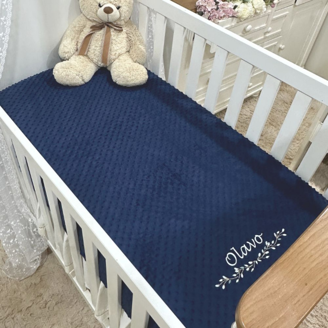Cobertor Bebê Personalizado Sweet Baby Marinho 1.50 X 1.00
