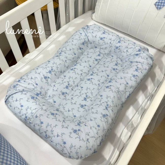 Cochilinho Baby 70 x 45 Floral Azul 200 Fios 4600
