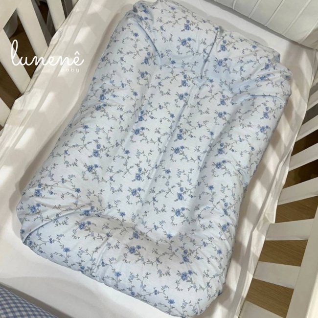 Cochilinho Baby 70 x 45 Floral Azul 200 Fios 4600