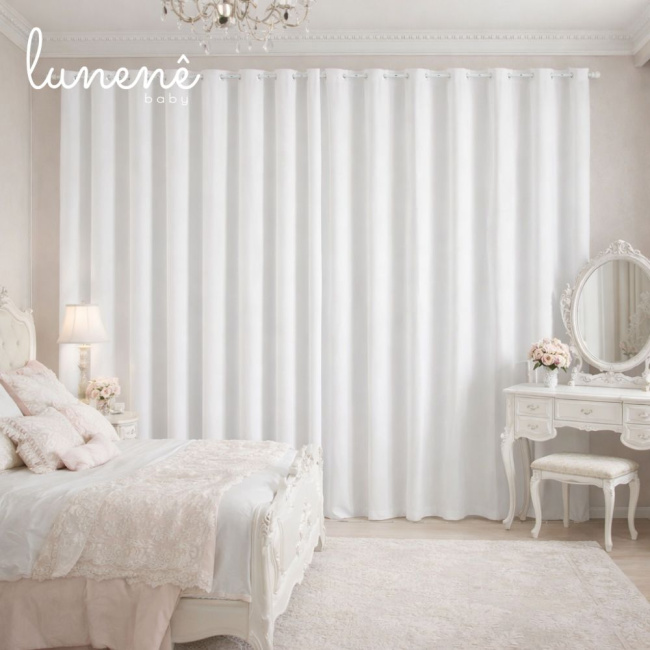 Cortina de Voil Branca 04 Peças 2,30m largura 2,45m altura