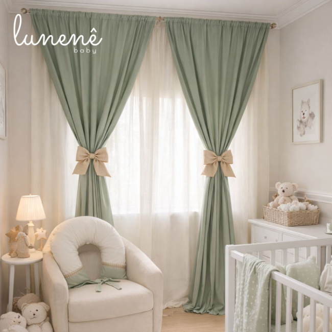 Cortina Percal Kids 2.00 Larg. X 2.45 Alt. (Laço Fendi)