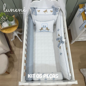 Enxoval de Berço Personalizado 05 Peças Cavalinho 200 Fios 4573