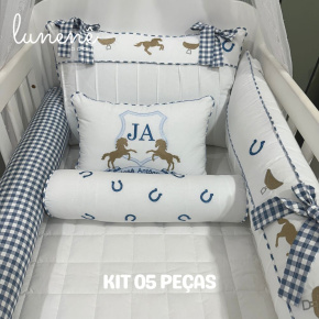 Enxoval de Berço Personalizado 05 Peças Cavalinho 200 Fios 4573