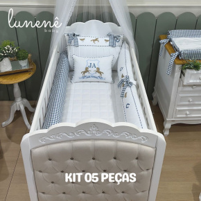 Enxoval de Berço Personalizado 05 Peças Cavalinho 200 Fios 4573