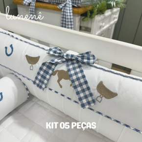 Enxoval de Berço Personalizado 05 Peças Cavalinho 200 Fios 4573