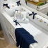 Enxoval de Berço 05 Peças Personalizado Coroinha Marinho 160 Fios 4633