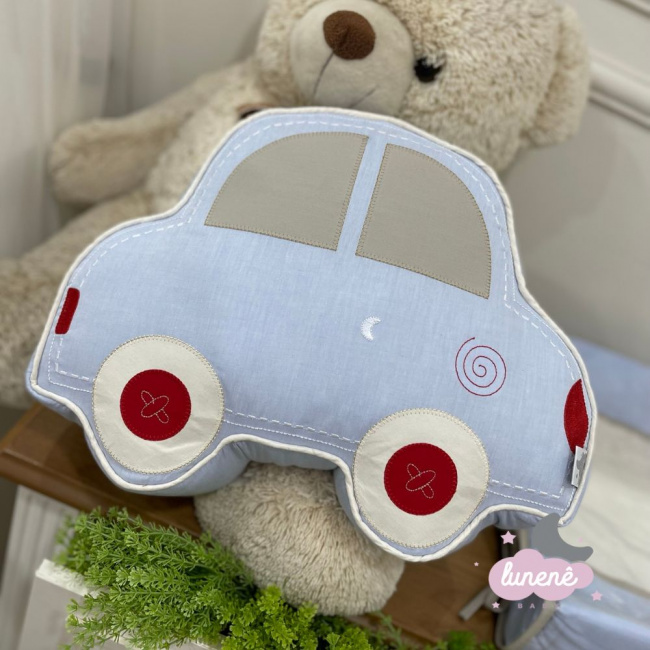 Kit Berço 100% Algodão 200 Fios Personalizado 07 Peças Benício Baby Carrinho com Trança Única