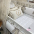 Kit Berço 100% Algodão 200 Fios Personalizado 08 Peças Leonardo Baby Branco Linho e Fendi